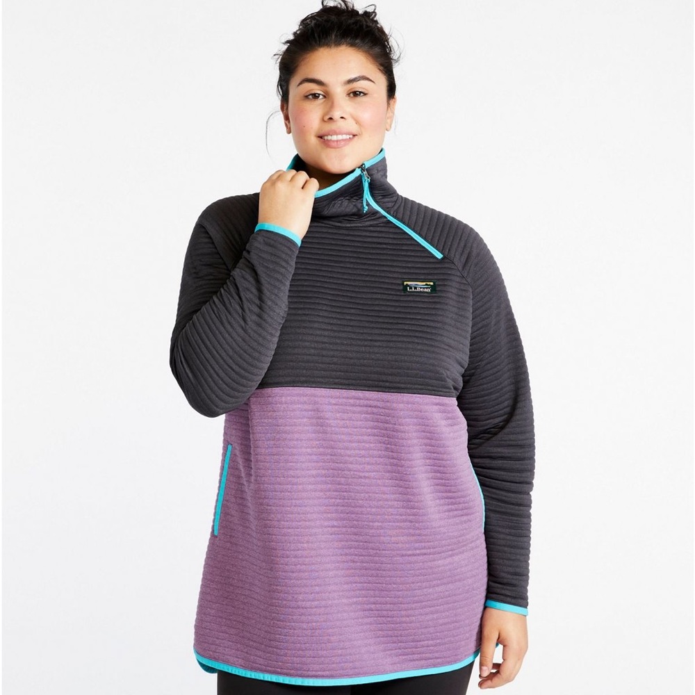 LL Bean Women's Airlight Knit Asymmetrical Quarter-Zip Tunic, Colorblock